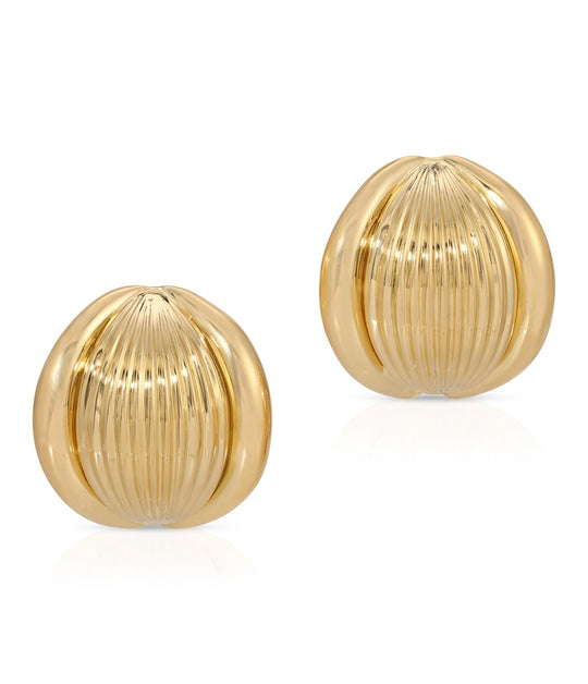 Fluted Pod Earrings in 18K Gold