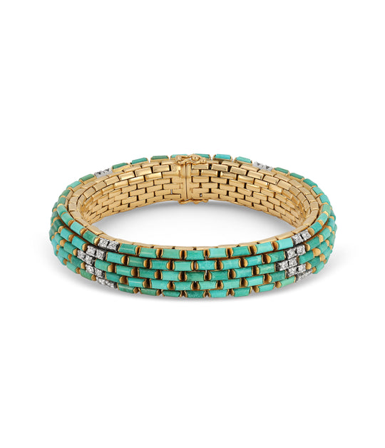 Turquoise and Diamond Bracelet in 18k Gold