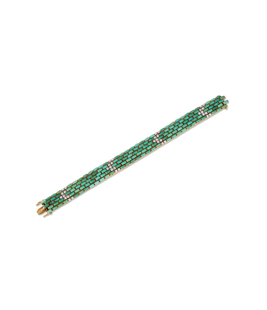 Turquoise and Diamond Bracelet in 18k Gold