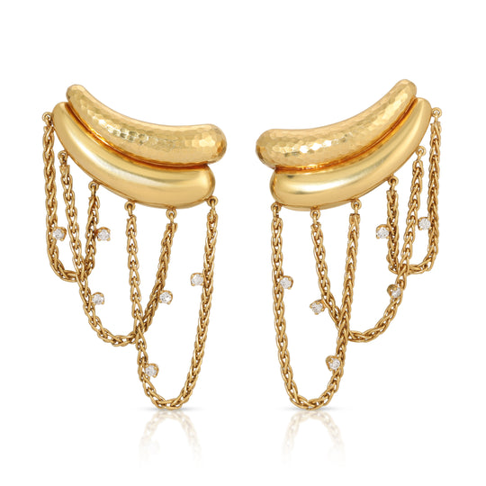Andrew Clunn Diamond Rope Chain Earrings in 18K Gold