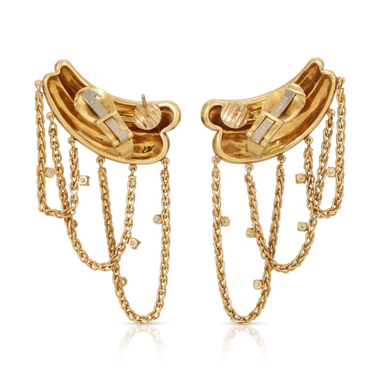 Andrew Clunn Diamond Rope Chain Earrings in 18K Gold