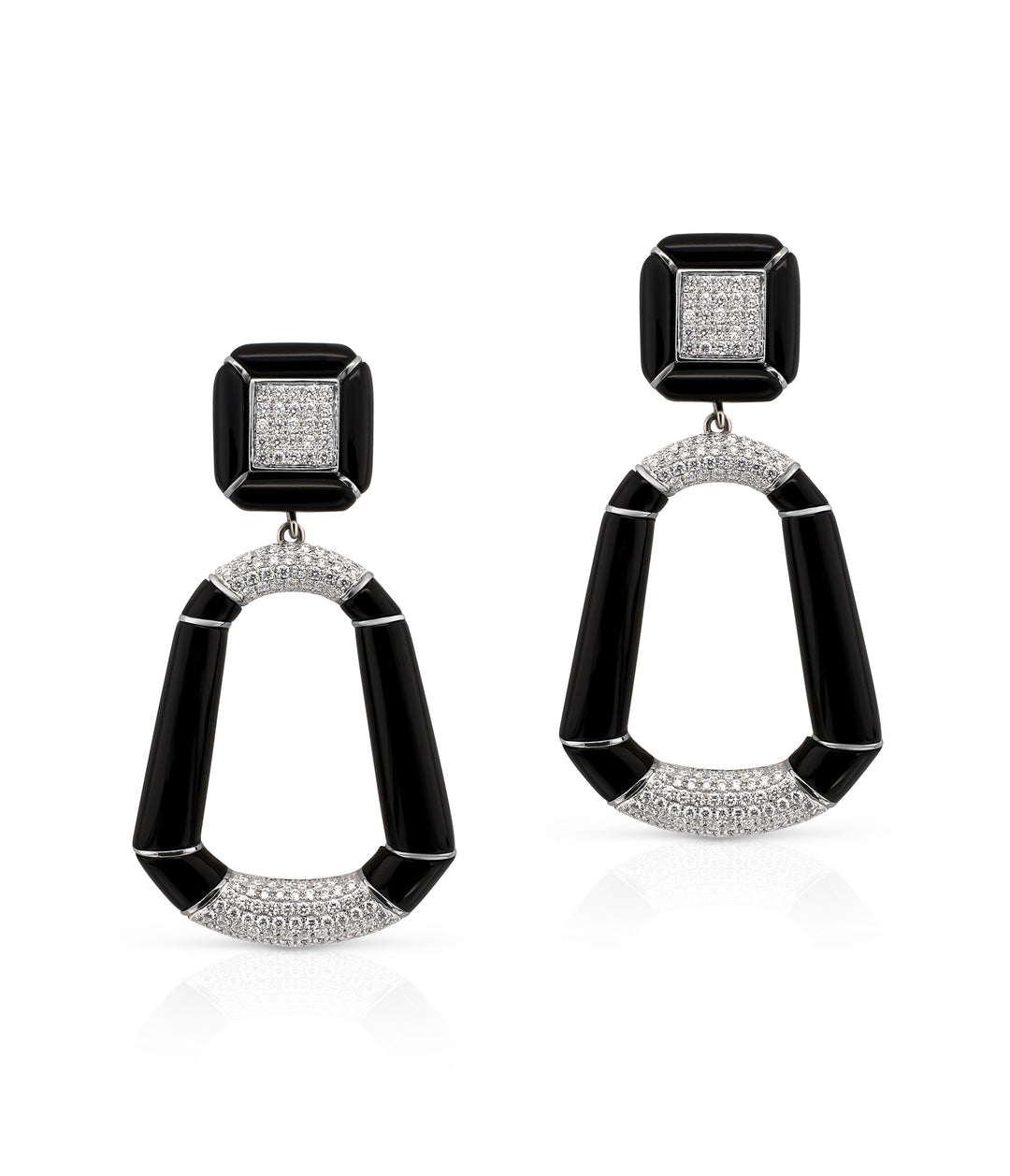 Onyx, Diamond and White Gold Earrings
