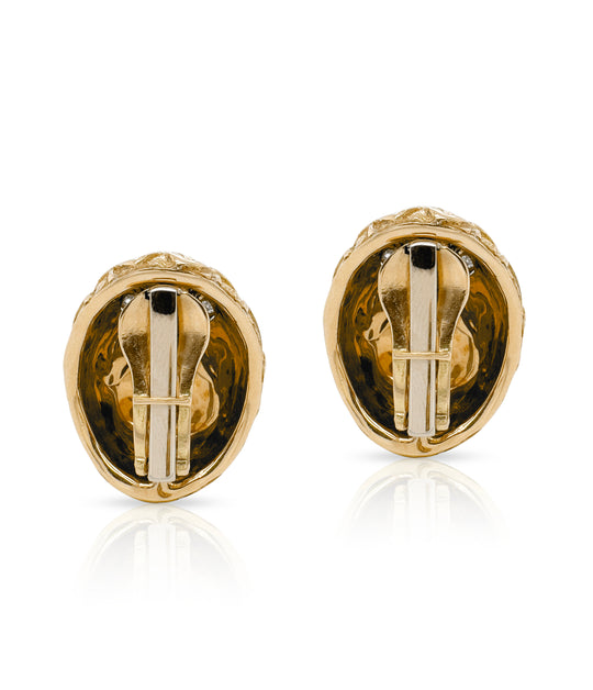 David Webb Diamond Bombé Ear Clips in 18K Gold and Platinum