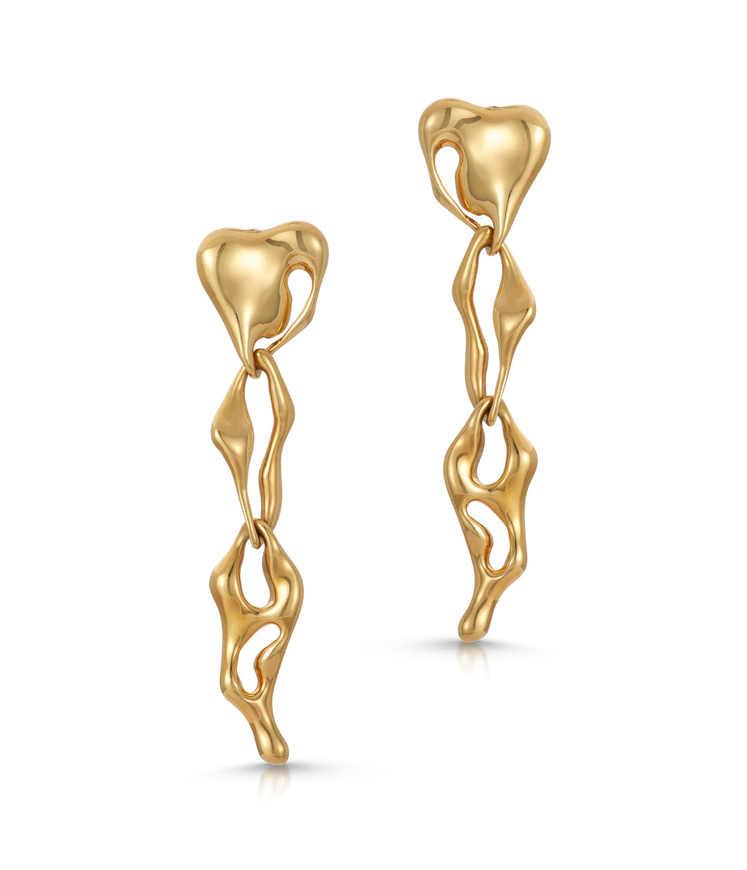 Organic Pendant Drop Earrings in 18K Gold