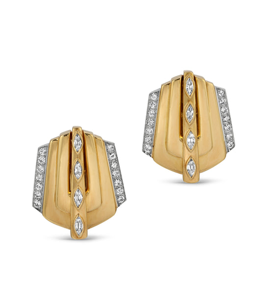 Art Moderne Diamond Earrings in 18k Gold