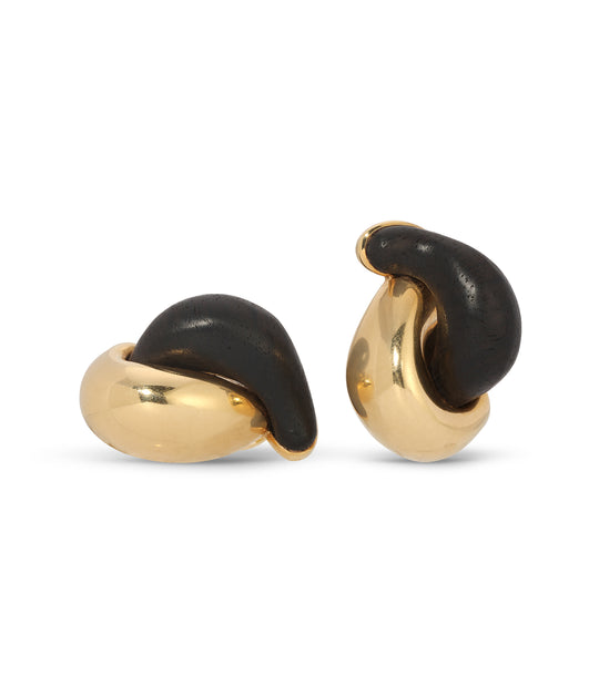 Seaman Schepps Ebony Half-Link Earrings in 18k Gold