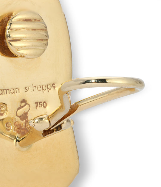 Seaman Schepps Ebony Half-Link Earrings in 18k Gold