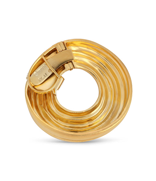 David Webb Diamond Circle Ear Clips in 18k Gold and Platinum