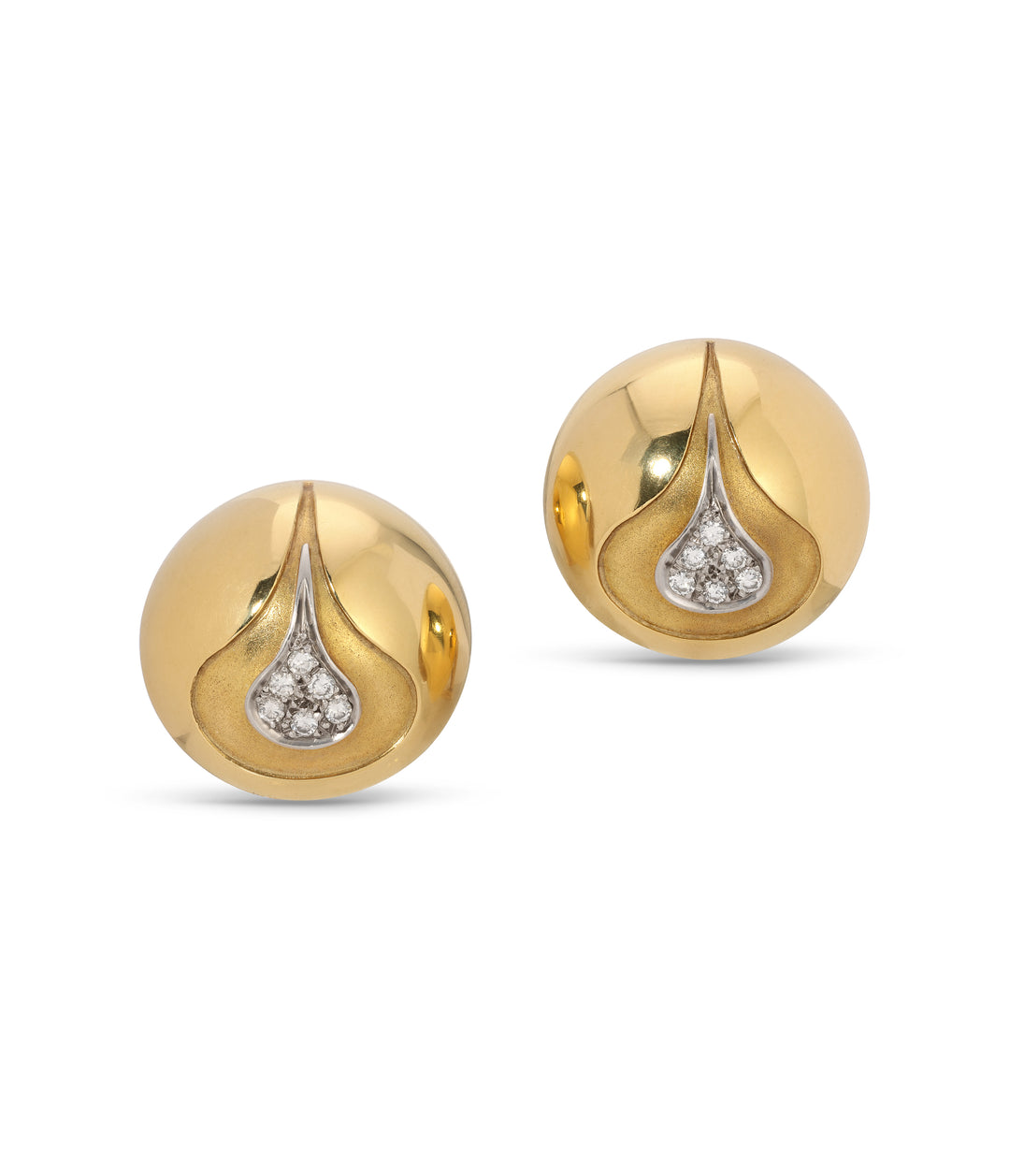 Diamond Domed Ear Clips in 18k Gold