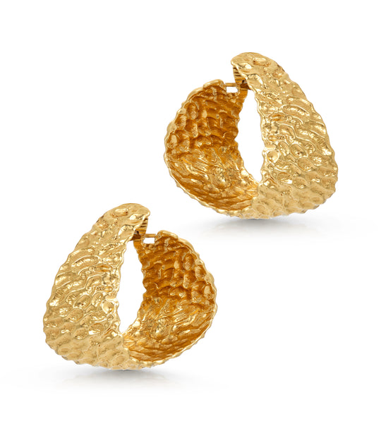 French Modernist Gold Hoop Earrings