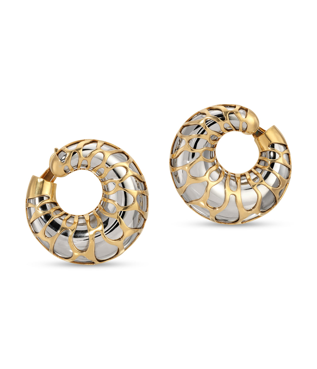 Marina B Steel Hoop Earrings in 18k Gold