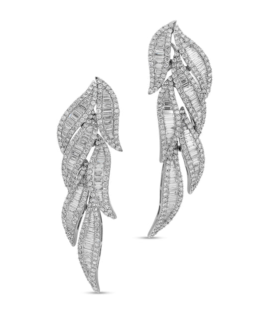 Pair of White Gold and Diamond Pendant Earrings