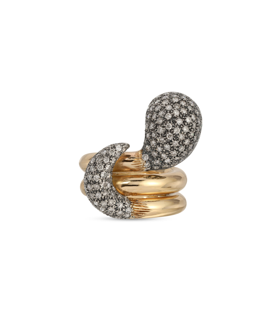Vintage Diamond Snake Coil Ring in 18k and 14k Gold