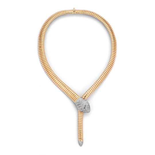 Diamond Snake Turbogas Necklace  in Two-Tone Gold