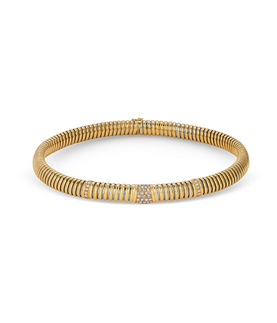 Cartier, Diamond Tubogas Collar Necklace in 18K Gold and Steel