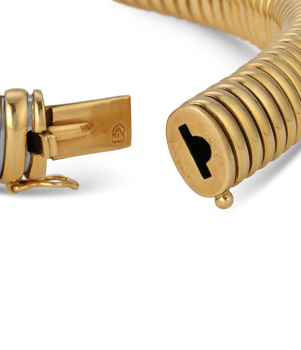 Cartier, Diamond Tubogas Collar Necklace in 18K Gold and Steel