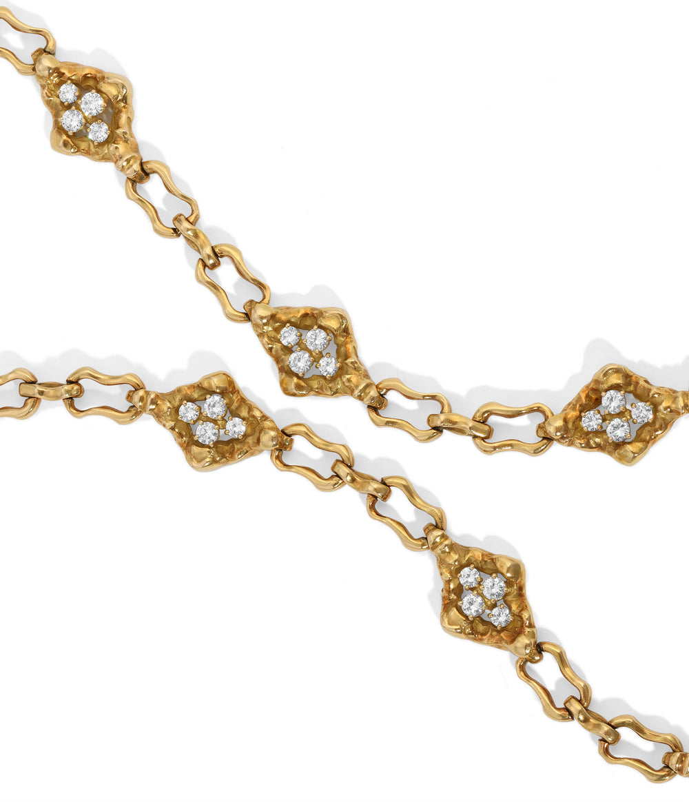 Boucheron Long Diamond Chain Necklace in 18k Gold