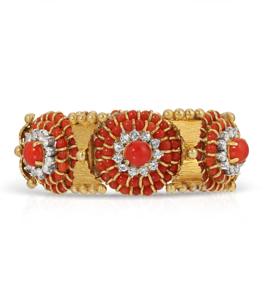 Carnelian and Diamond Bracelet in 18K Gold