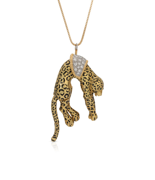 Diamond and Gold Panther Pendant