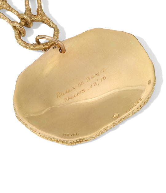 Georges Braque Green Enamel ‘Procris’ Pendant Necklace in 18k Gold
