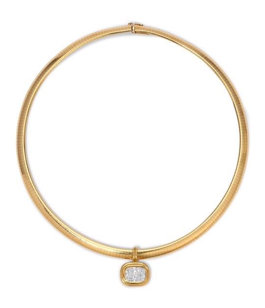 Cushion Cut Diamond Bezel Pendant in 18k Gold