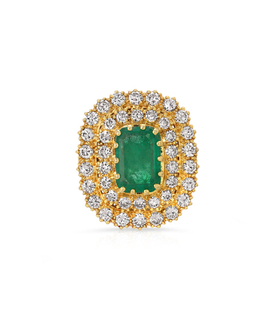Emerald & Diamond Cocktail Ring in 14K Gold