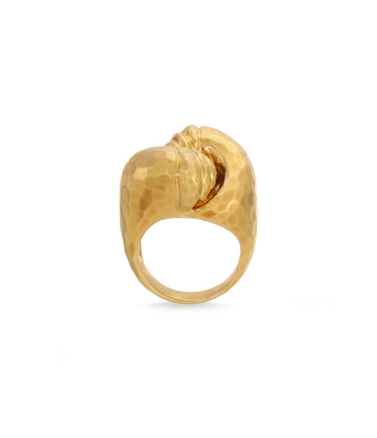 Henry Dunay Ring in Hammered 18K Gold