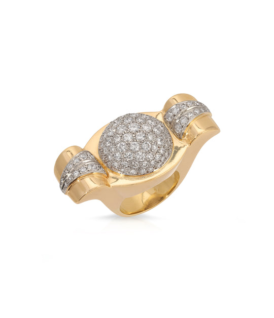 French Retro Diamond Ring in 18K Gold