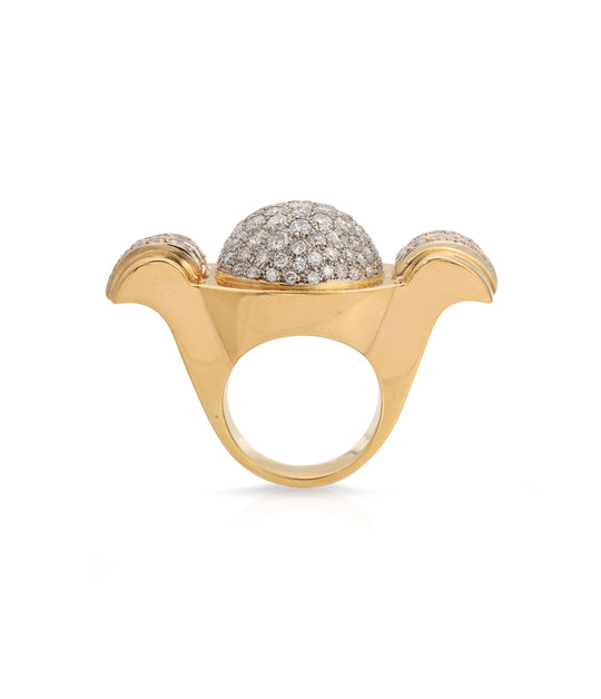 French Retro Diamond Ring in 18K Gold
