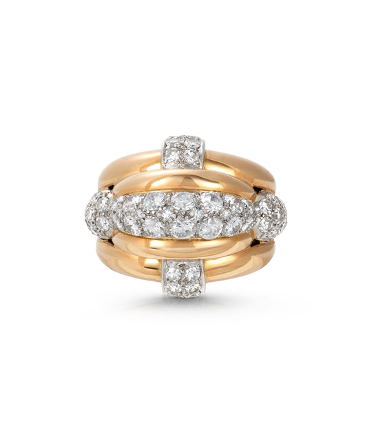 Retro Diamond Bombe Ring in 18K Rose Gold