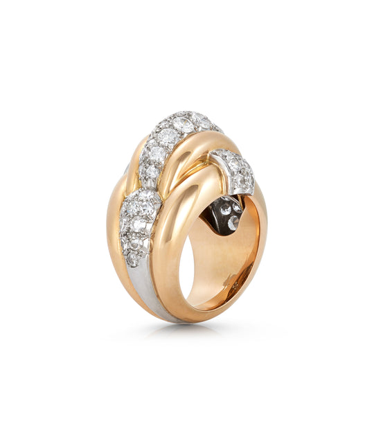 Retro Diamond Bombe Ring in 18K Rose Gold