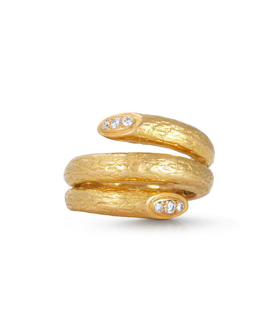 Van Cleef & Arpels, Diamond Serpent Ring in Textured 18K Gold