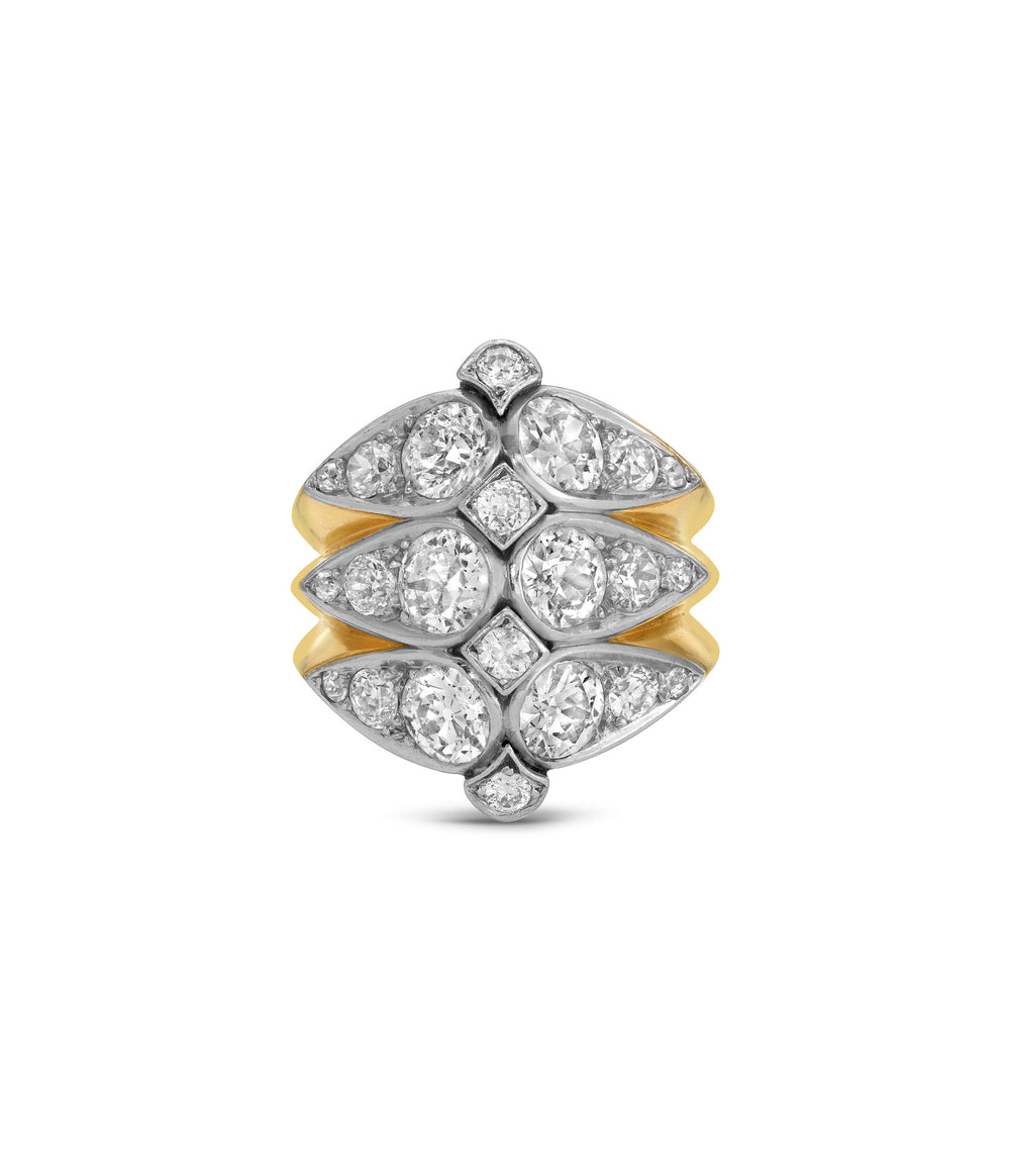 Retro Inspired Diamond Ring in 18k Gold