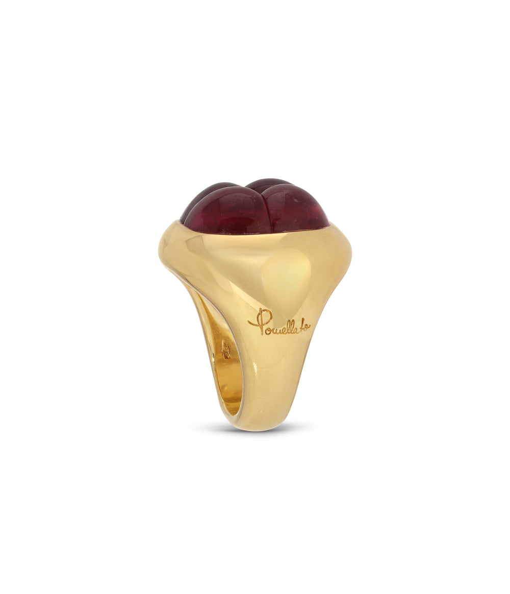 Pomellato Pink Tourmaline Mosaic Ring in 18k Yellow Gold