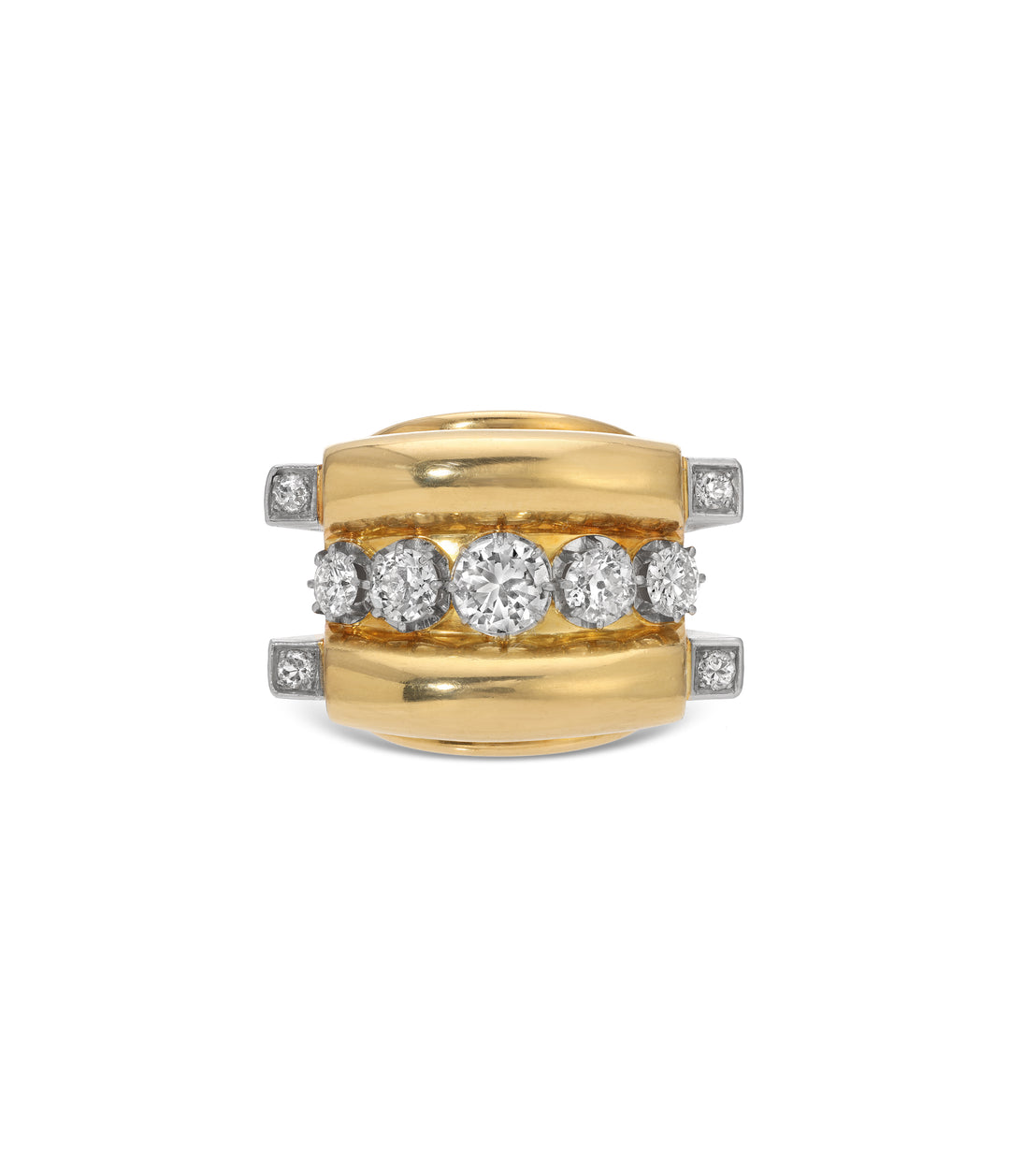 French Retro Diamond Ring in 18k Gold