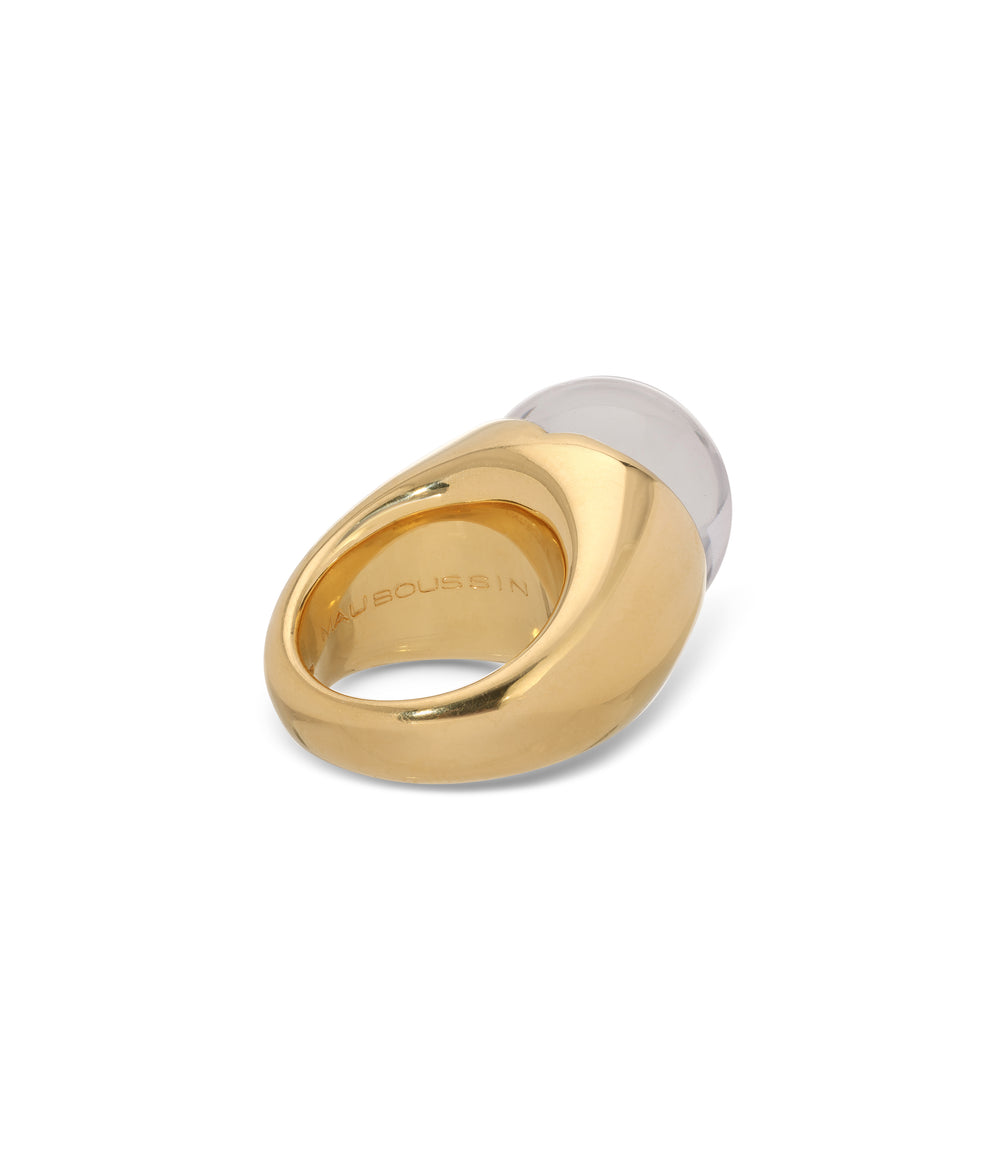 Mauboussin Rock Crystal & Diamond Ball Ring in 18k Gold