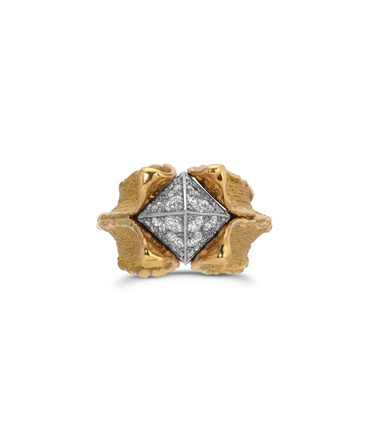 French Diamond Tulip Ring in 18k Gold