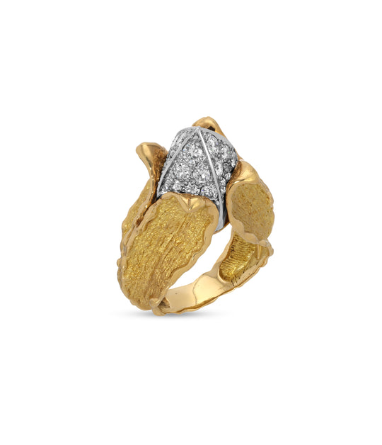 French Diamond Tulip Ring in 18k Gold