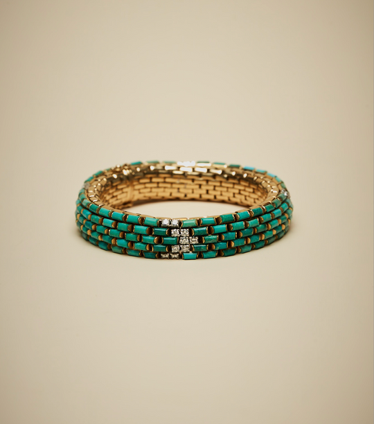 Turquoise and Diamond Bracelet in 18k Gold