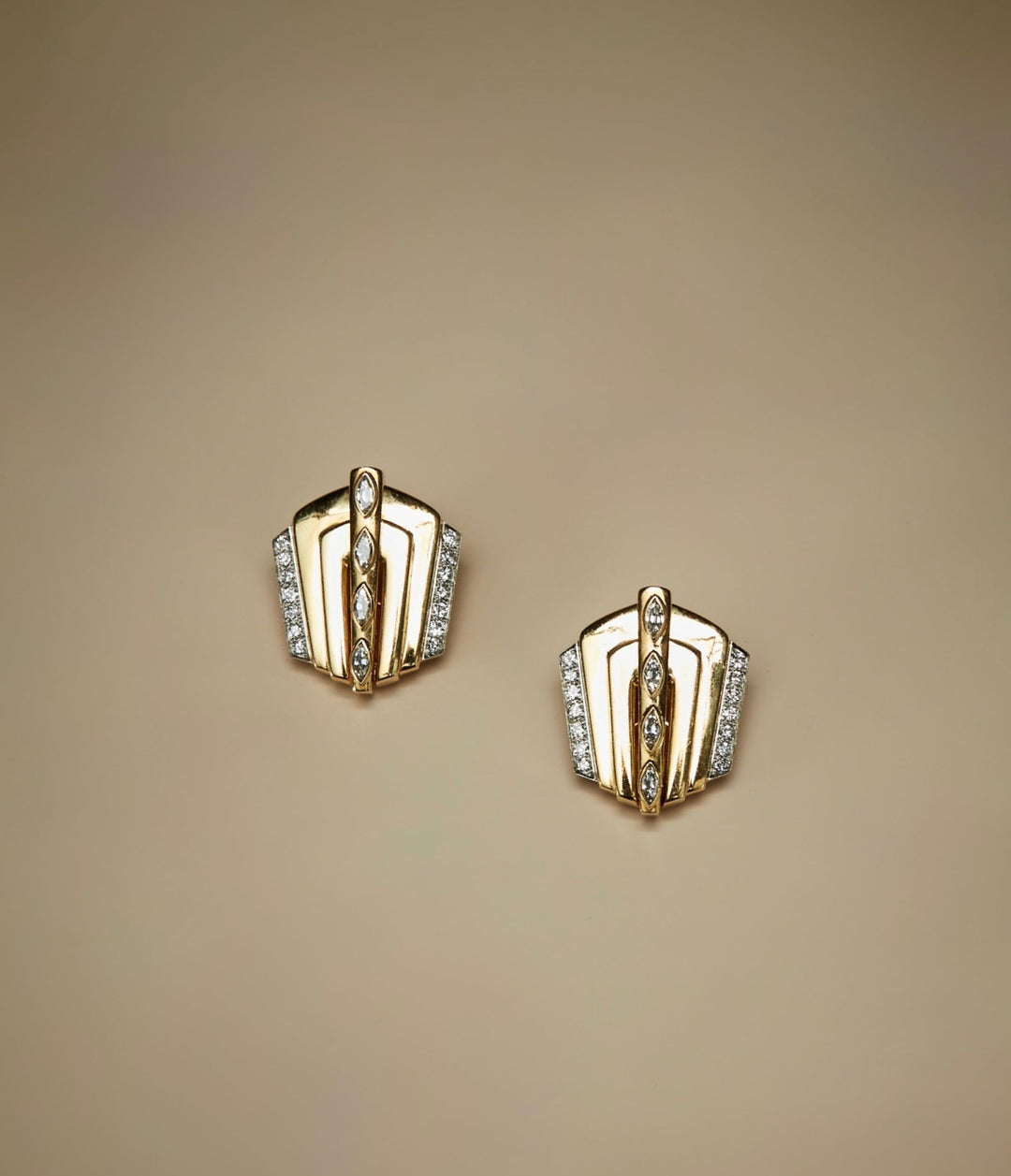 Art Moderne Diamond Earrings in 18k Gold