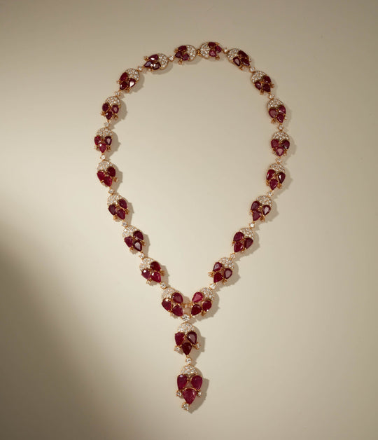 Ruby and Diamond Collier Necklace in 18K Bi-Color Gold