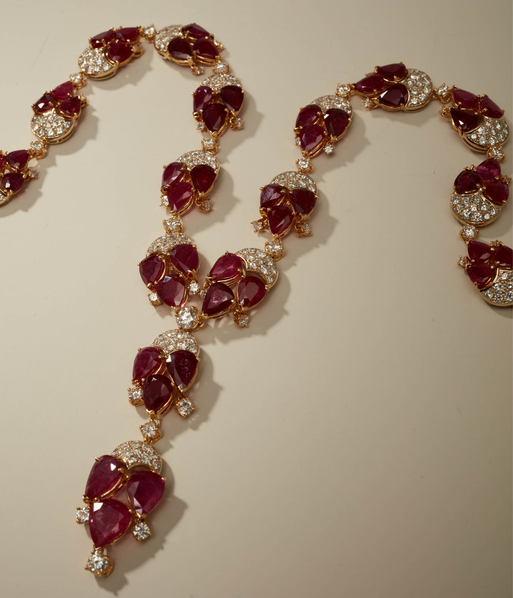 Ruby and Diamond Collier Necklace in 18K Bi-Color Gold
