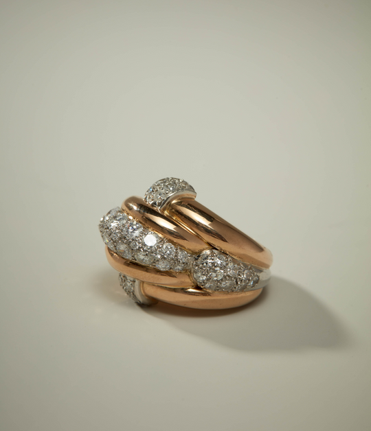Retro Diamond Bombe Ring in 18K Rose Gold