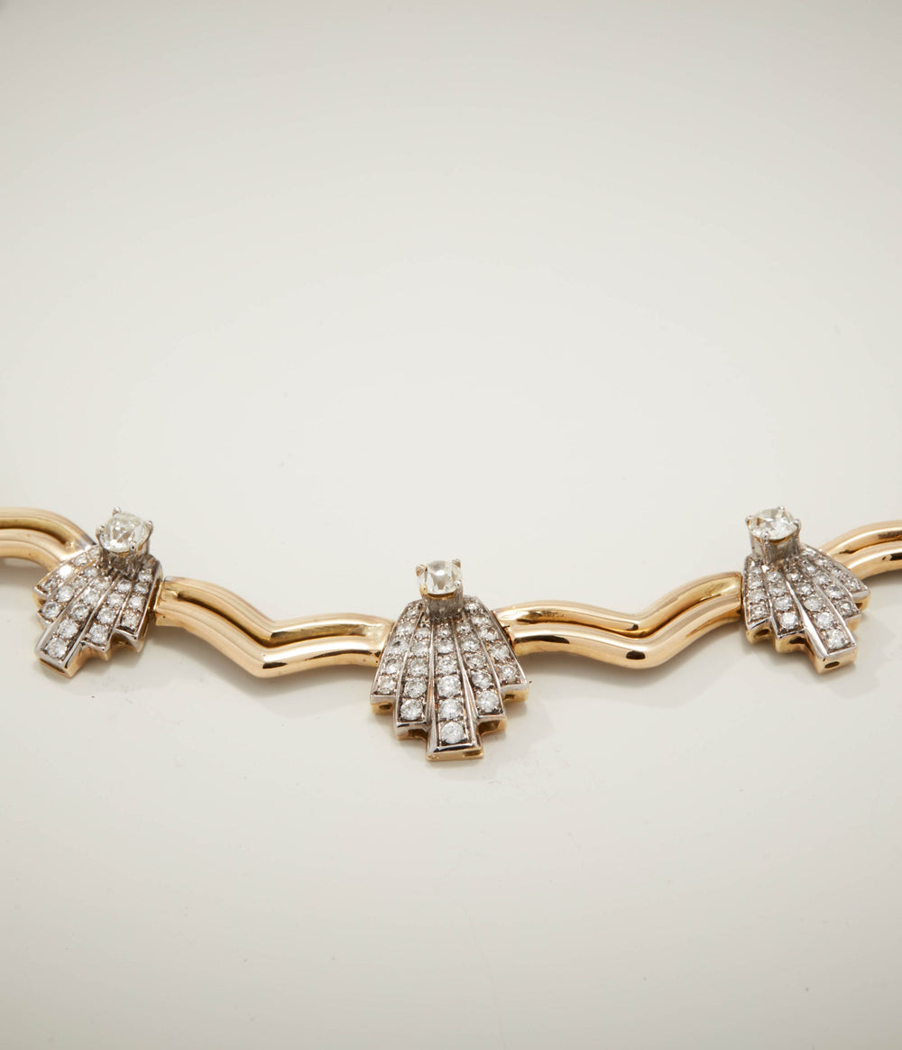 Chevron Diamond Collar Necklace in 18K Bi-color Gold