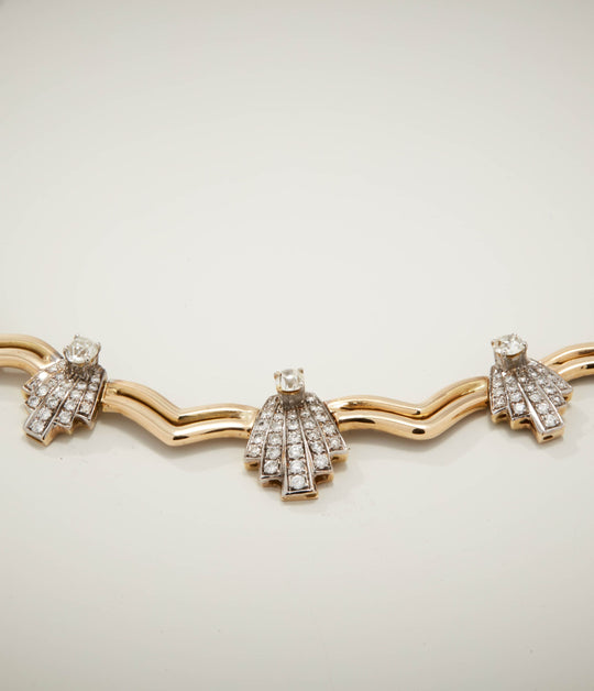 Chevron Diamond Collar Necklace in 18K Bi-color Gold