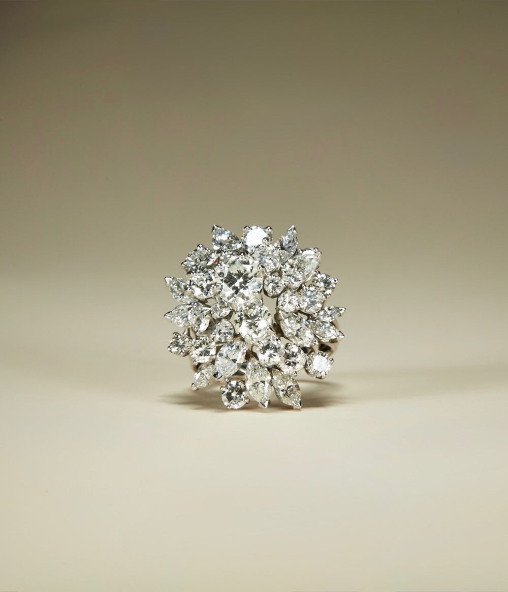 Diamond Cluster Ring in Platinum