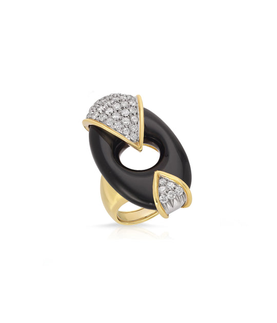 Onyx & Diamond Ring in 18K Gold