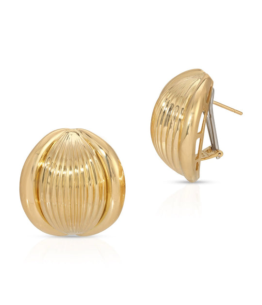 Fluted Pod Earrings in 18K Gold
