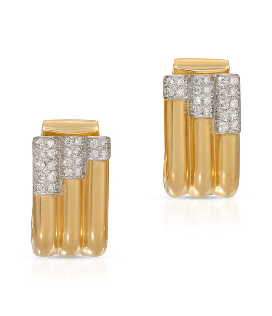 Art Moderne Diamond Earrings in 18K Gold
