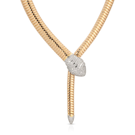 Diamond Snake Turbogas Necklace  in Two-Tone Gold
